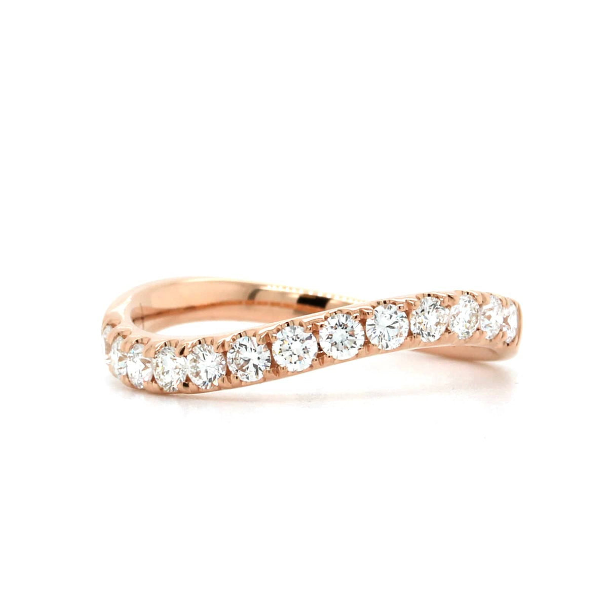 18K Rose Gold Prong Set Wave Diamond Band, rose gold, Long's Jewelers