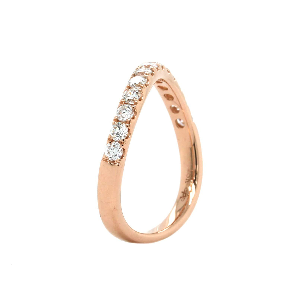 18K Rose Gold Prong Set Wave Diamond Band, rose gold, Long's Jewelers