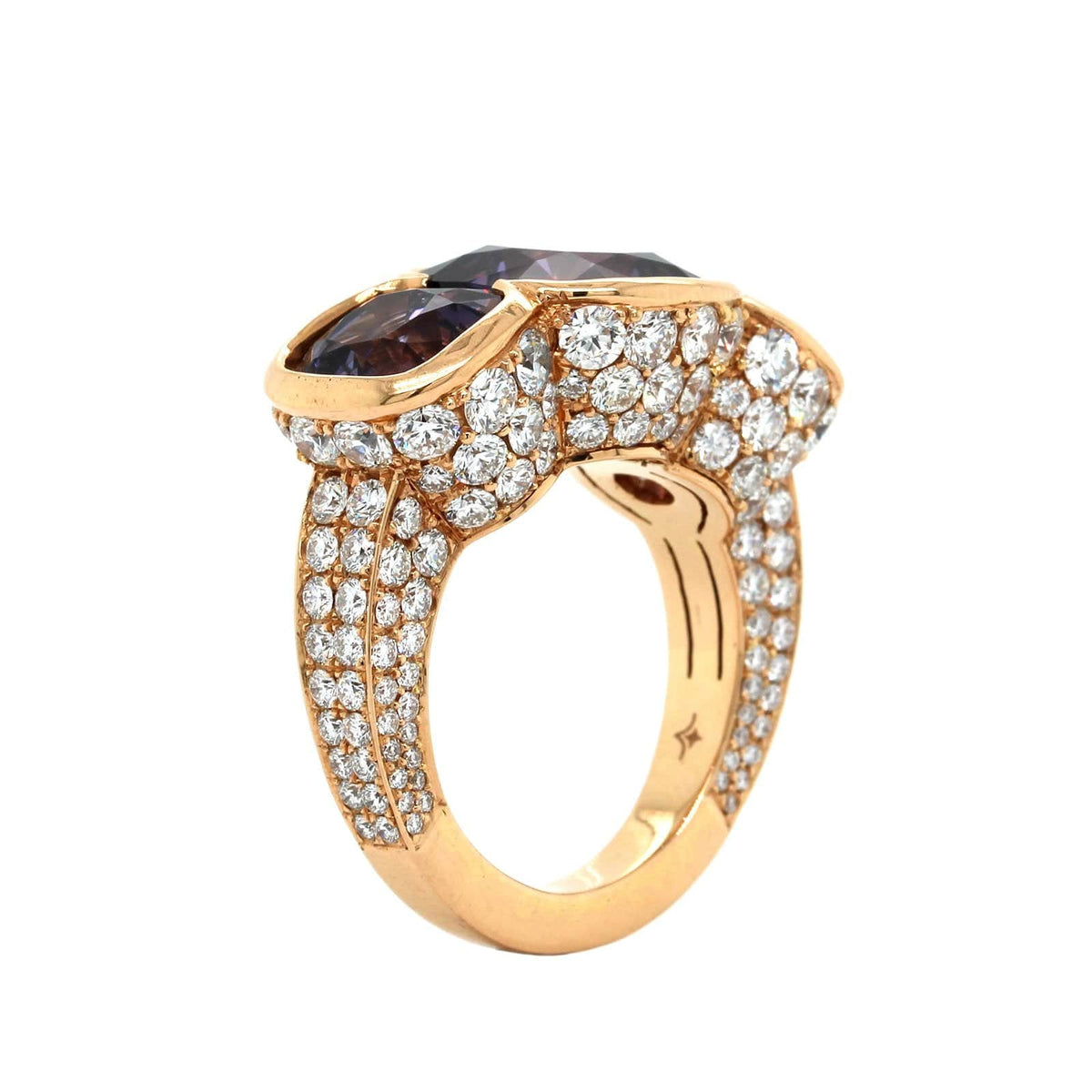 18K Rose Gold Purple Spinel and Diamond Ring