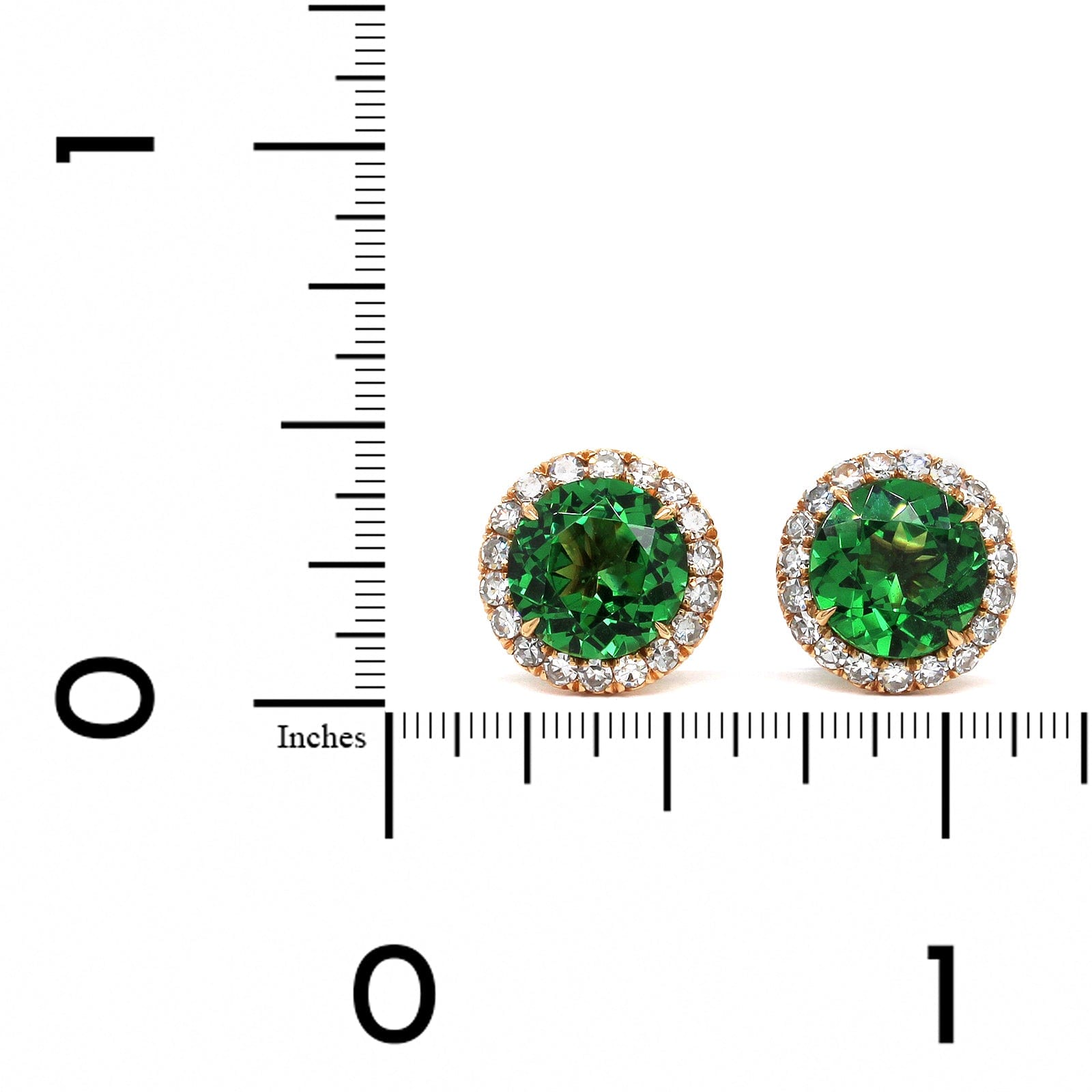 18K Rose Gold Tsavorite Diamond Halo Stud Earrings, 18k rose gold, Long's Jewelers