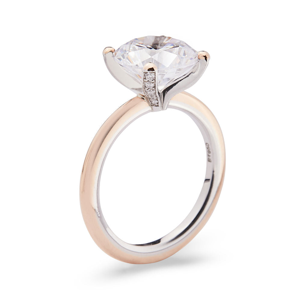 18K Rose Gold and Platinum Four Prong Engagement Ring Setting, rose-gold, Long's Jewelers