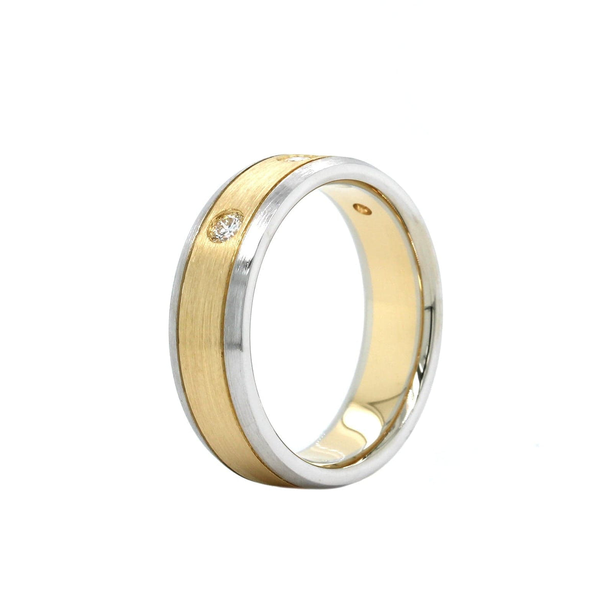18K Two-Tone Burnish Set 3 Stone Diamond Band, 18k two-tone, Long's Jewelers