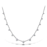 18K White Gold 13 Diamond Station Necklace, 18k white gold, Long's Jewelers