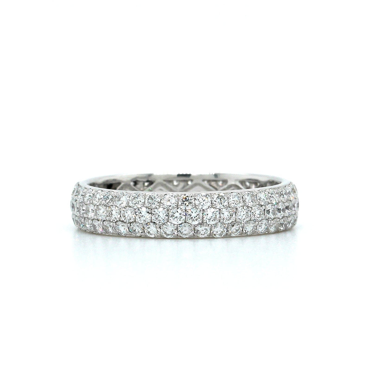 18K White Gold 3 Row Pave Diamond Eternity Band, 18k white gold, Long's Jewelers
