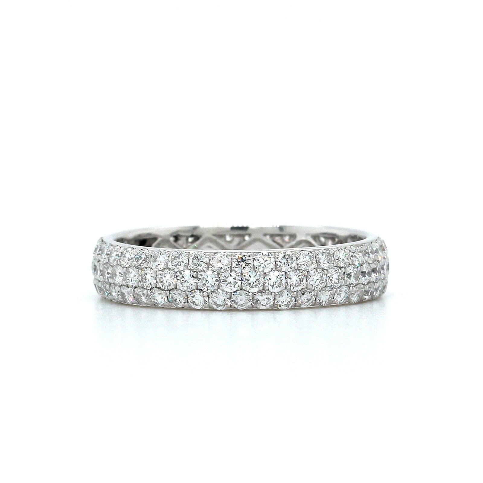 18K White Gold 3 Row Pave Diamond Eternity Band, 18k white gold, Long's Jewelers