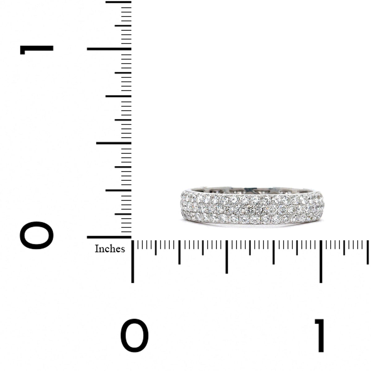 18K White Gold 3 Row Pave Diamond Eternity Band, 18k white gold, Long's Jewelers