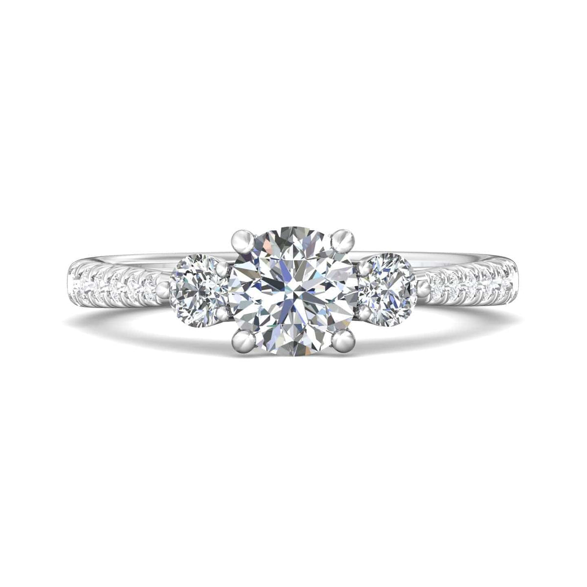 18K White Gold 3 Stone Diamond Engagement Ring, White Gold, Long's Jewelers