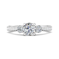 18K White Gold 3 Stone Diamond Engagement Ring, White Gold, Long's Jewelers