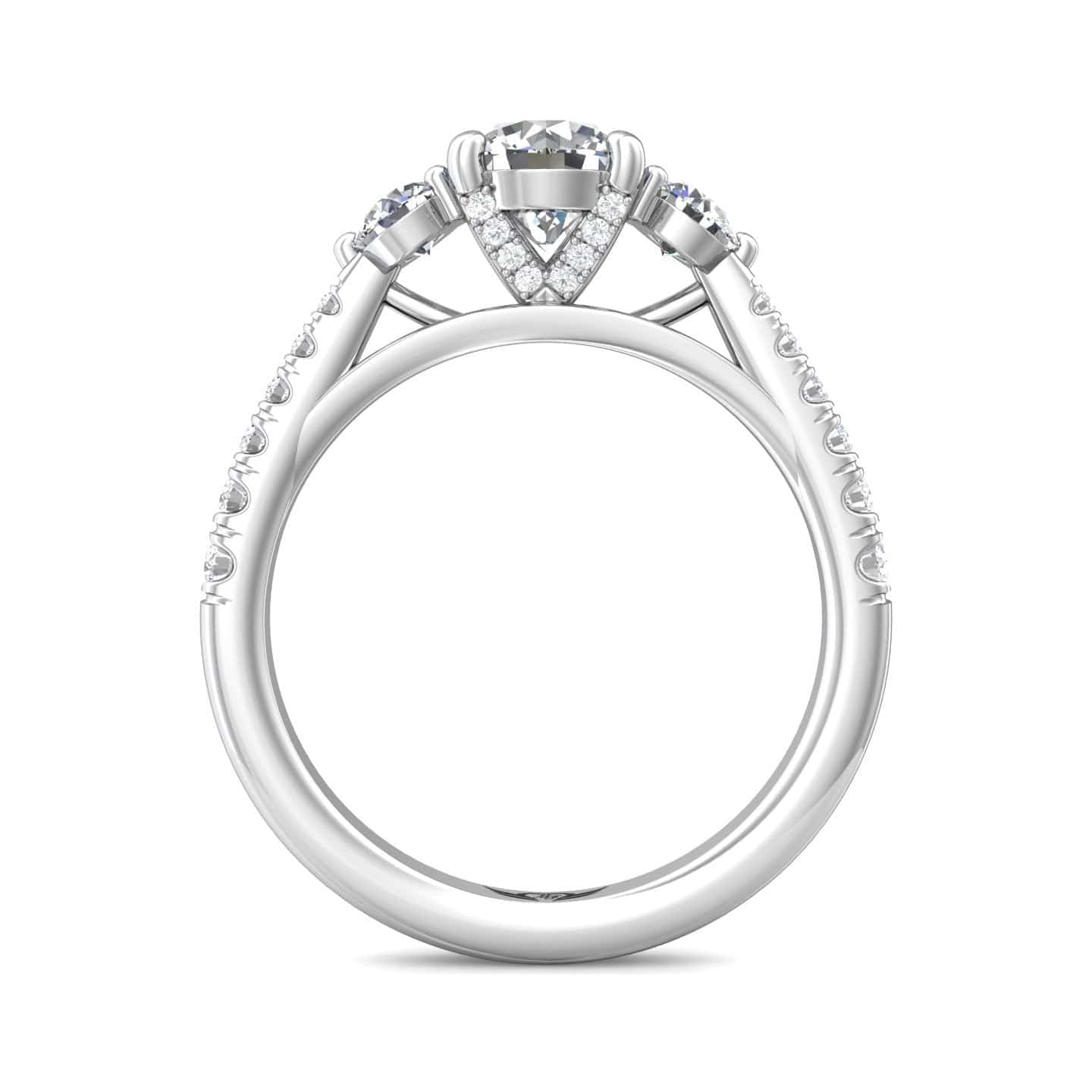 18K White Gold 3 Stone Diamond Engagement Ring, White Gold, Long's Jewelers