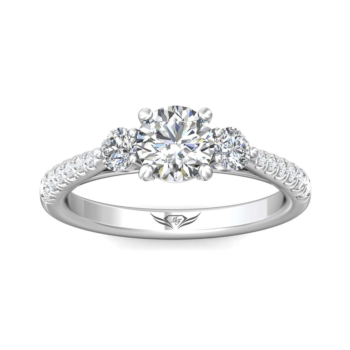 18K White Gold 3 Stone Diamond Engagement Ring, White Gold, Long's Jewelers