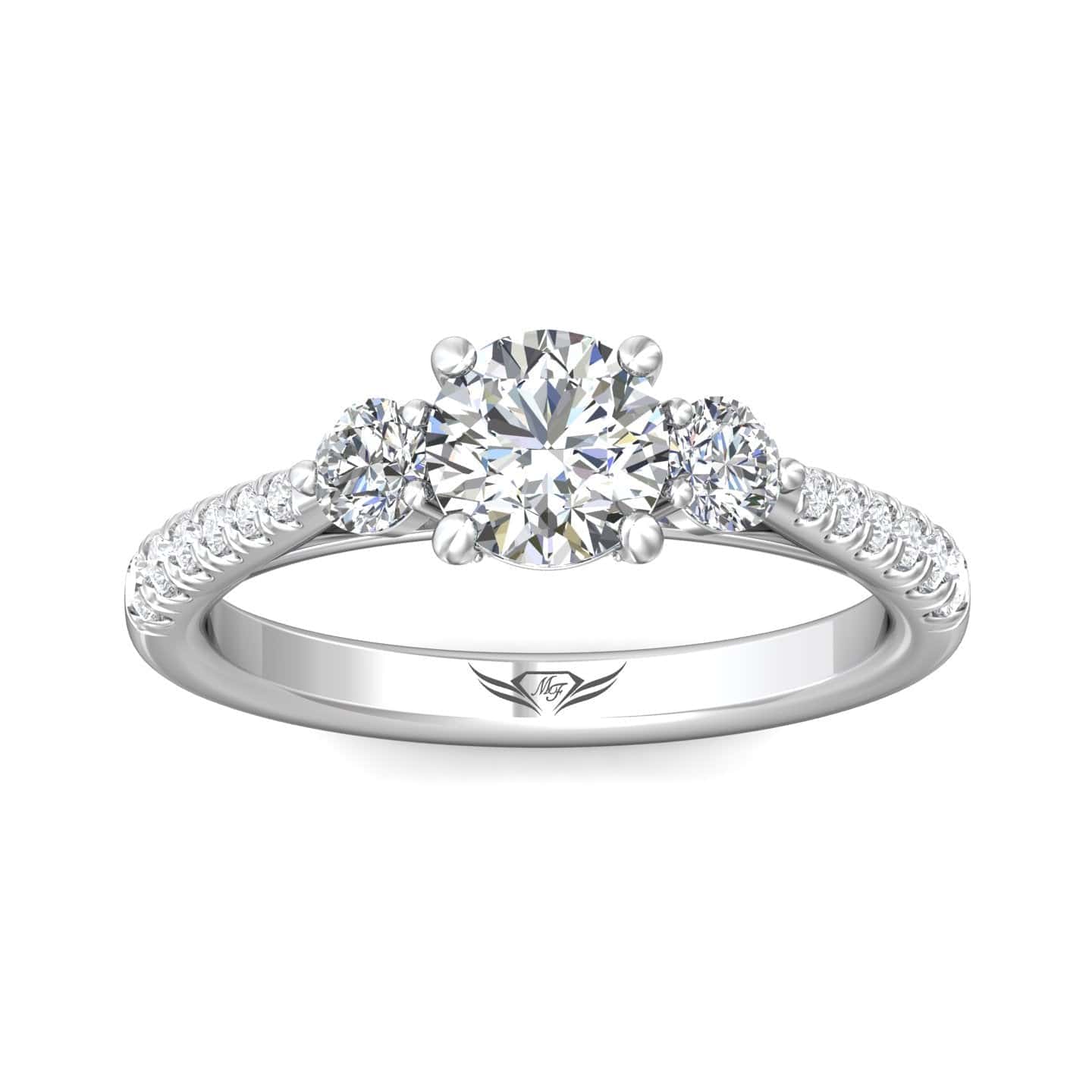 18K White Gold 3 Stone Diamond Engagement Ring, White Gold, Long's Jewelers