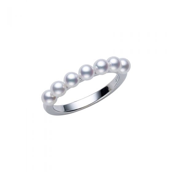 18K White Gold 7 Pearl Ring, white gold, Long's Jewelers
