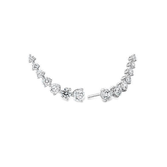 18K White Gold 7 Stone Diamond Climber Earrings, 18k white gold, Long's Jewelers