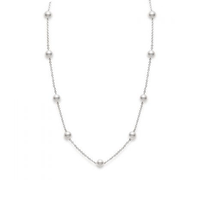 18K White Gold Akoya Cultured Pearl Station Necklace, white gold, Long's Jewelers