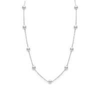 18K White Gold Akoya Cultured Pearl Station Necklace, white gold, Long's Jewelers