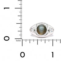 18K White Gold Alexandrite Catseye and Diamond Ring