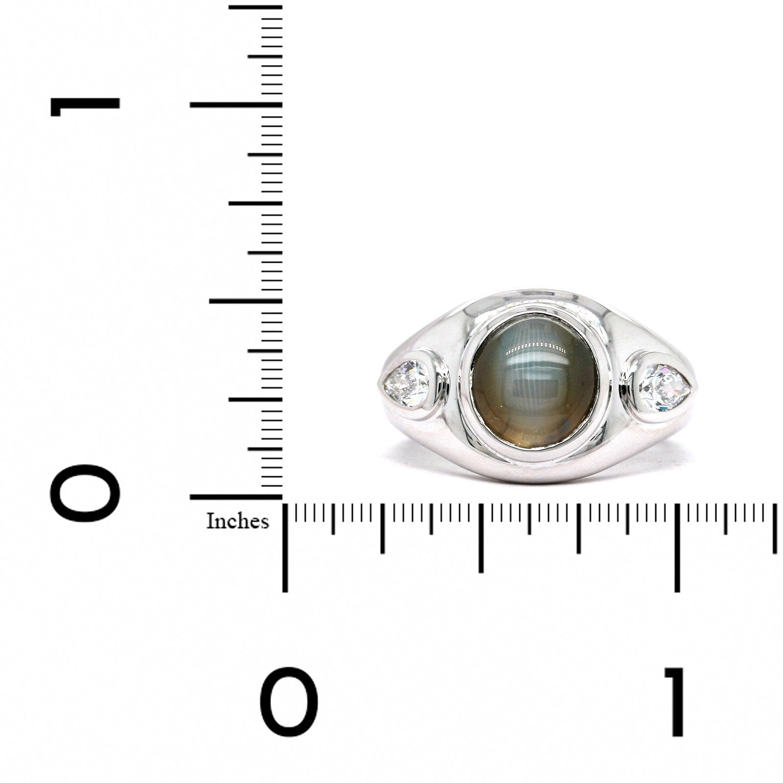 18K White Gold Alexandrite Catseye and Diamond Ring