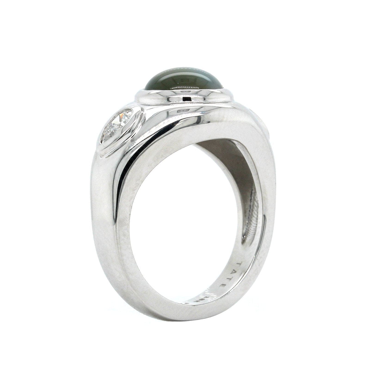 18K White Gold Alexandrite Catseye and Diamond Ring