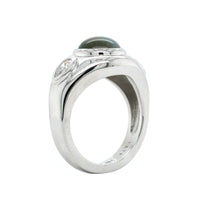18K White Gold Alexandrite Catseye and Diamond Ring