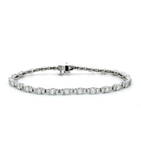 18K White Gold Alternating Size Diamond Bracelet, 18k white gold, Long's Jewelers
