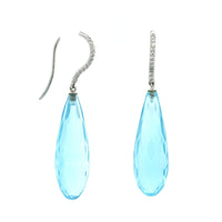 18K White Gold Aquamarine Briolette Diamond Dangle Earrings, White Gold, Long's Jewelers