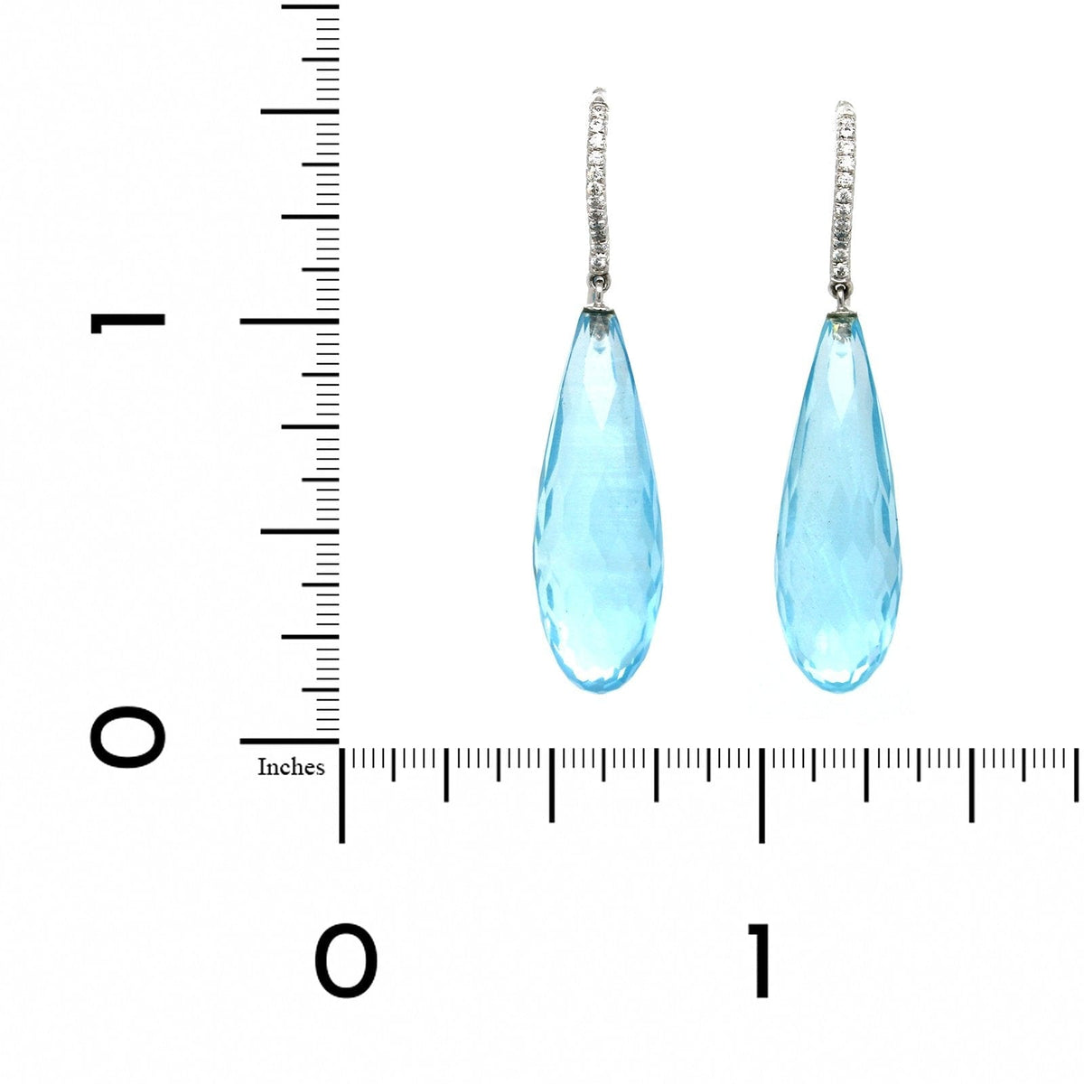 18K White Gold Aquamarine Briolette Diamond Dangle Earrings