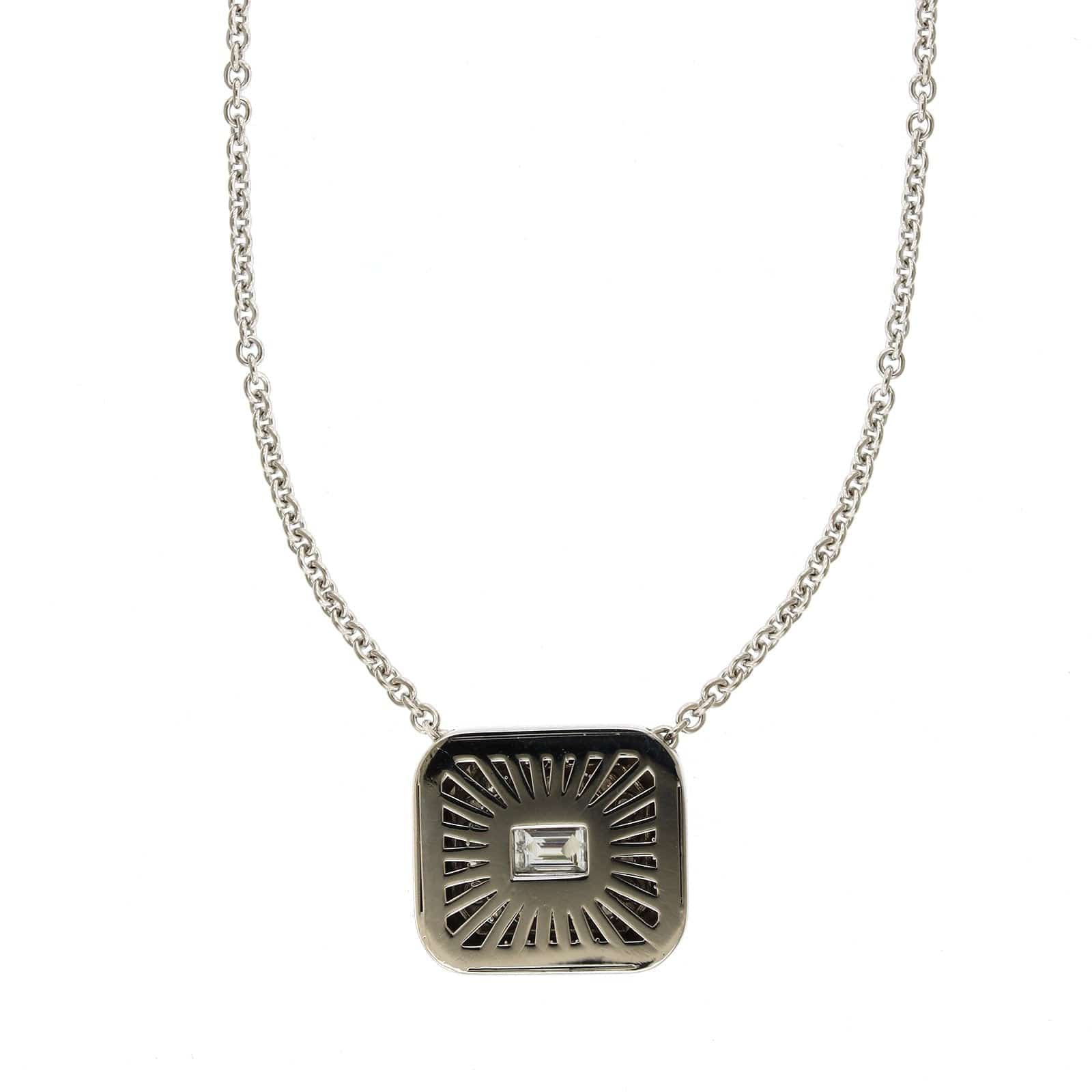 18K White Gold Baguette Cut Diamond Pendant, White Gold, Long's Jewelers
