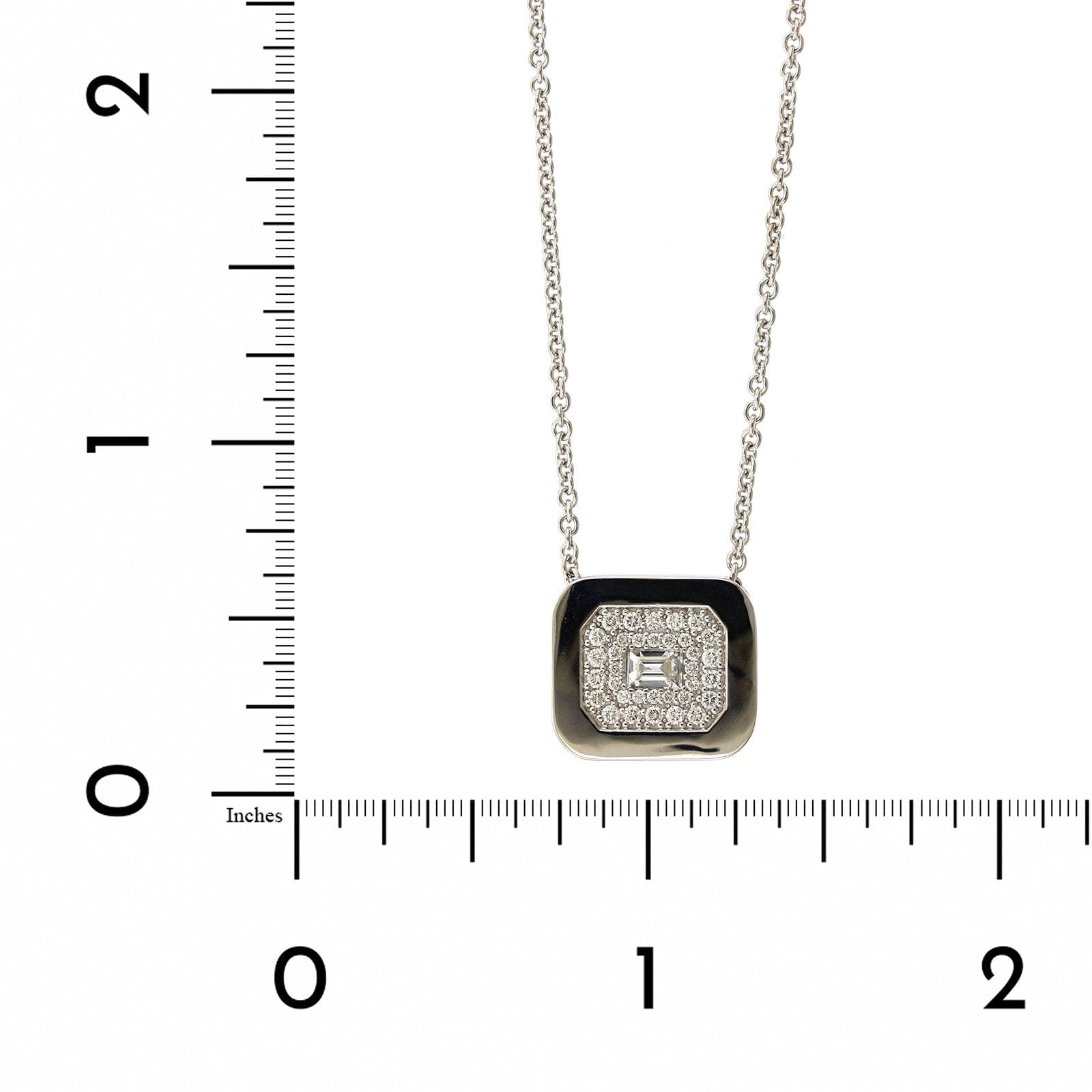 18K White Gold Baguette Cut Diamond Pendant, White Gold, Long's Jewelers