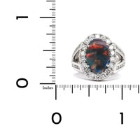 18K White Gold Black Opal Diamond Halo Ring, White Gold, Long's Jewelers