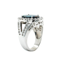 18K White Gold Black Opal Diamond Halo Ring, White Gold, Long's Jewelers