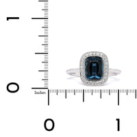 18K White Gold Blue Spinel Diamond Halo Ring, 18k white gold, Long's Jewelers