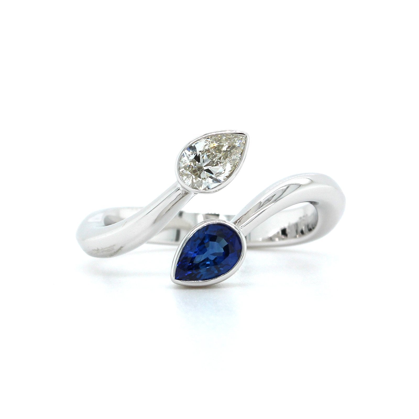 18K White Gold Bypass Sapphire and Diamond Ring, Gold, Long's Jewelers