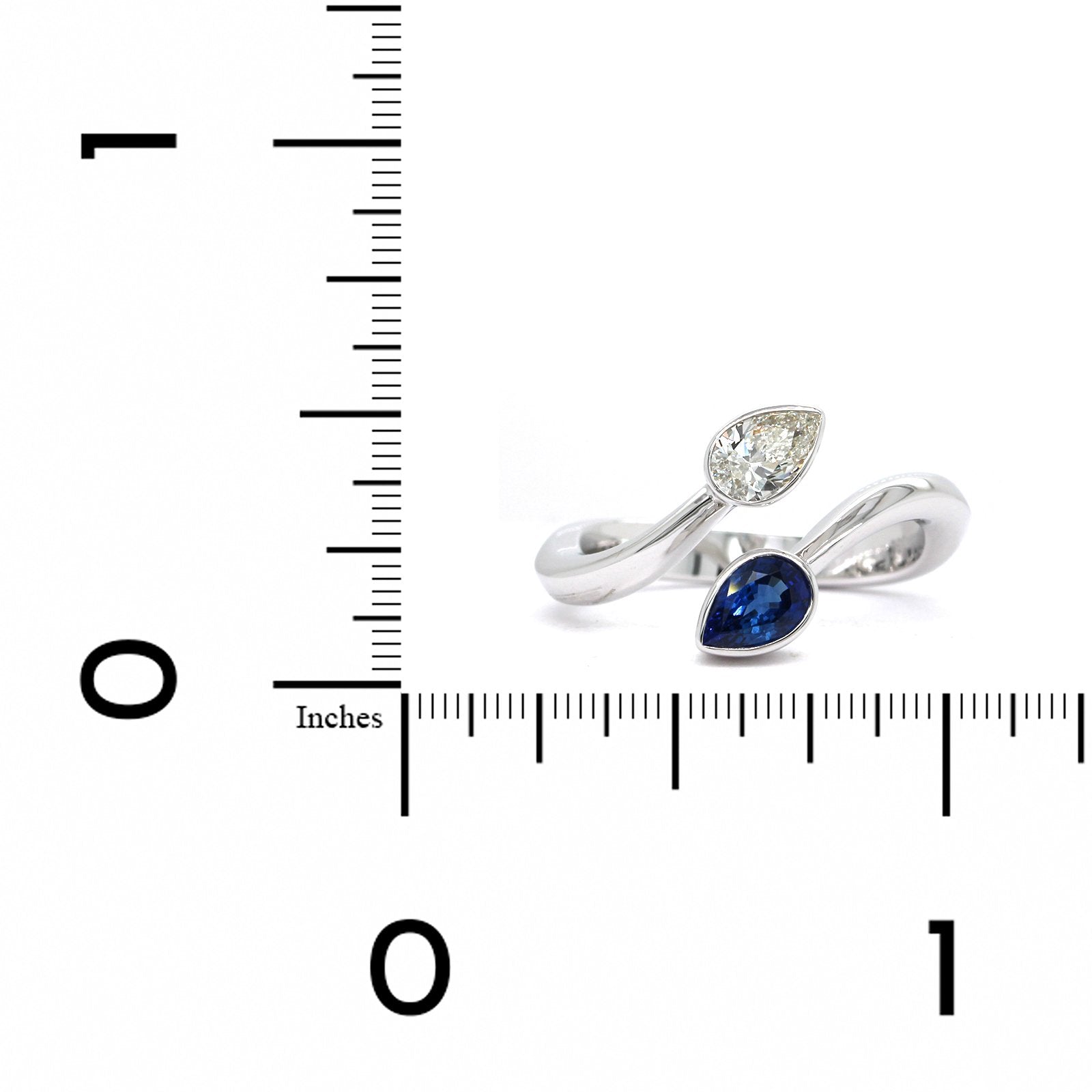 18K White Gold Bypass Sapphire and Diamond Ring