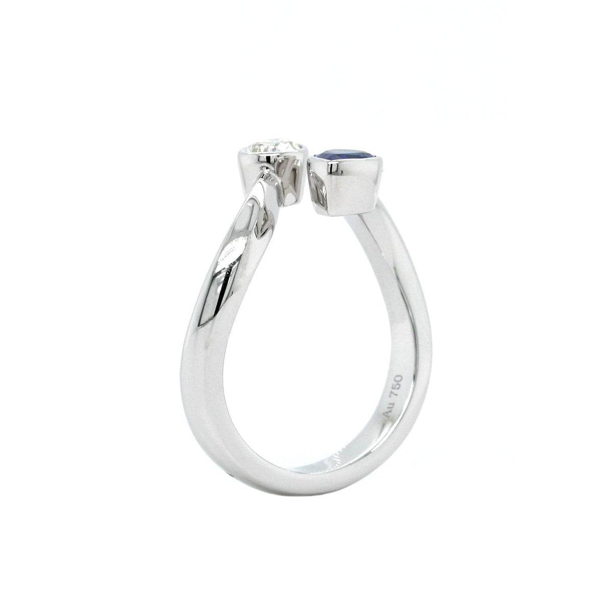 18K White Gold Bypass Sapphire and Diamond Ring