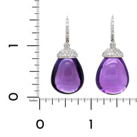 18K White Gold Cabochon Amethyst Drop Earrings, 18k white gold, Long's Jewelers