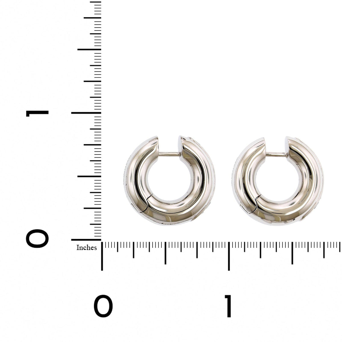 18K White Gold Channel Set Sapphire Huggie Earrings, 18k white gold, Long's Jewelers
