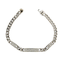 18K White Gold Cuban Link Diamond Bracelet, White Gold, Long's Jewelers