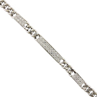 18K White Gold Cuban Link Diamond Bracelet, White Gold, Long's Jewelers