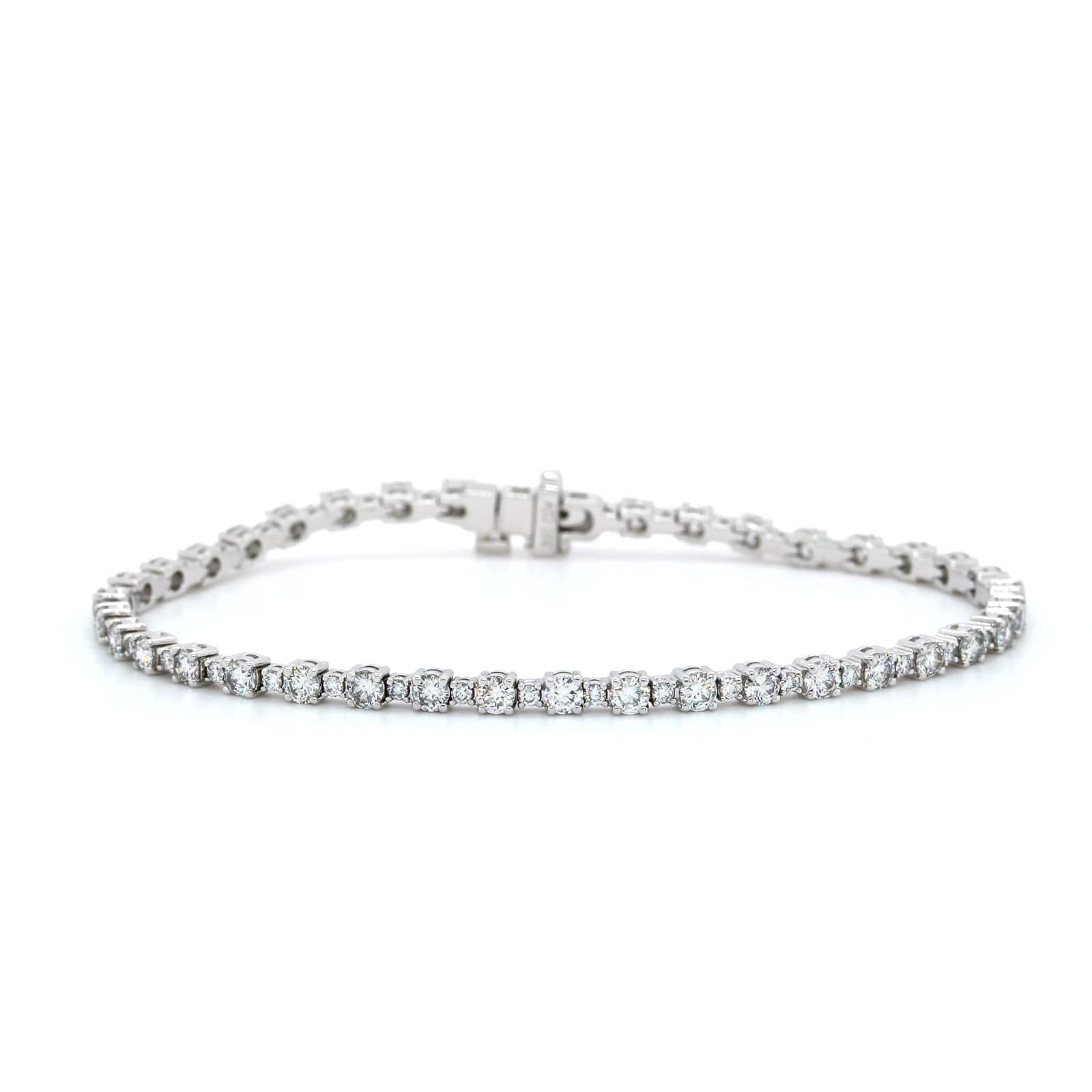 18K White Gold Diamond Alternating Size Tennis Bracelet, white gold, Long's Jewelers
