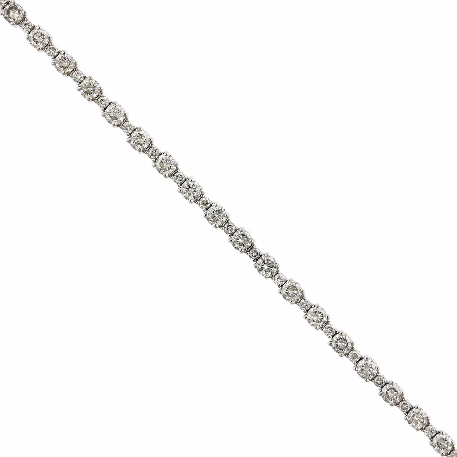 18K White Gold Diamond Alternating Size Tennis Bracelet, white gold, Long's Jewelers