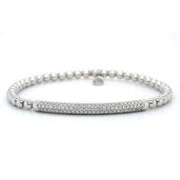 18K White Gold Diamond Bar Stretch Bracelet, 18k white gold, Long's Jewelers