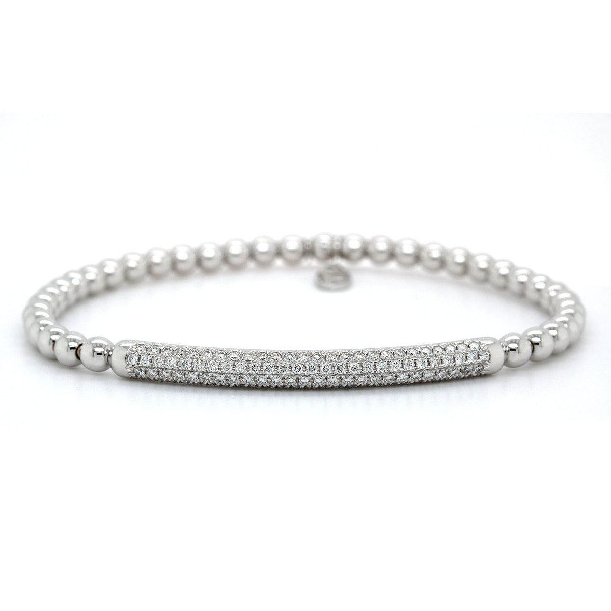 18K White Gold Diamond Bar Stretch Bracelet, 18k white gold, Long's Jewelers