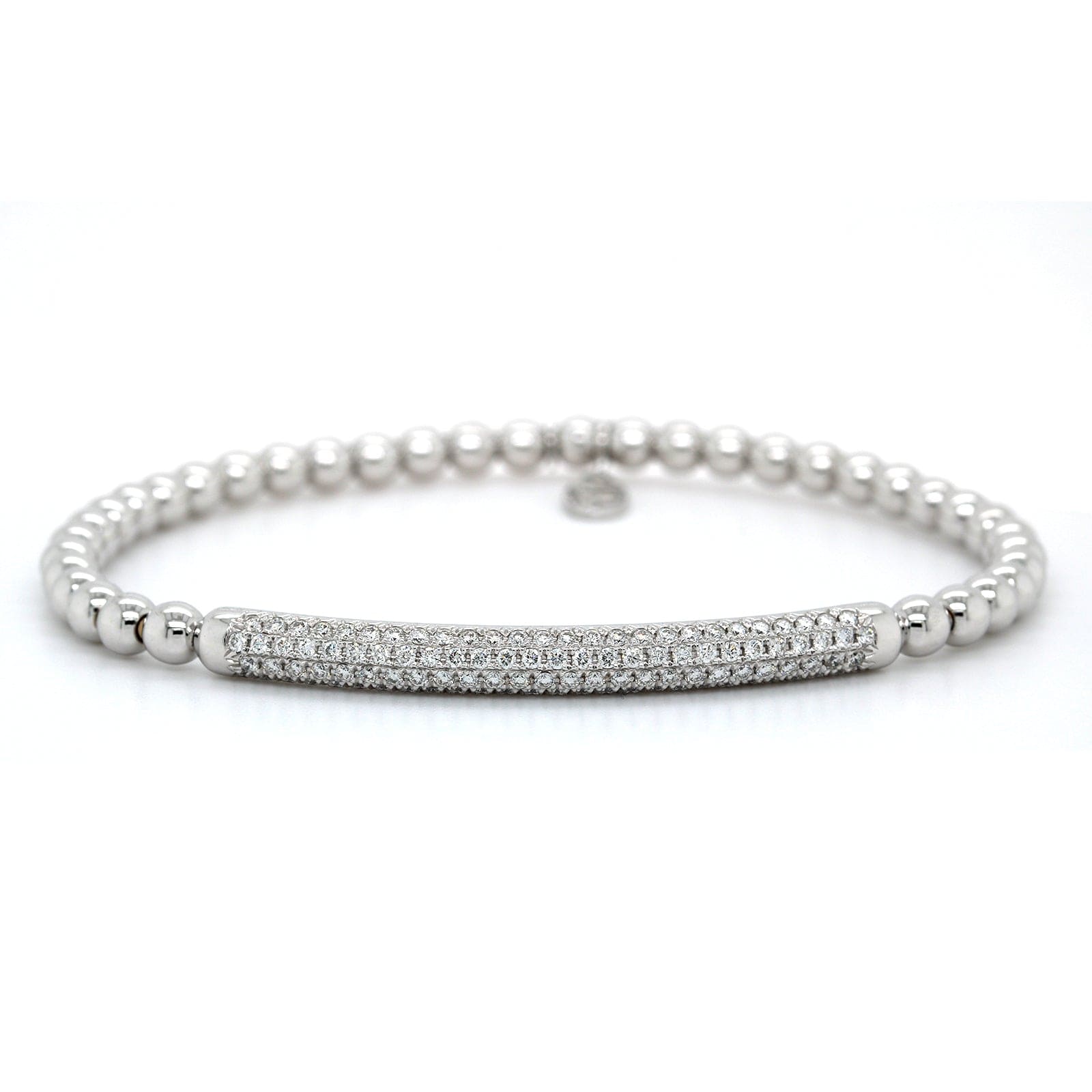 18K White Gold Diamond Bar Stretch Bracelet, 18k white gold, Long's Jewelers