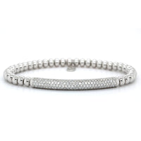 18K White Gold Diamond Bar Stretch Bracelet, 18k white gold, Long's Jewelers