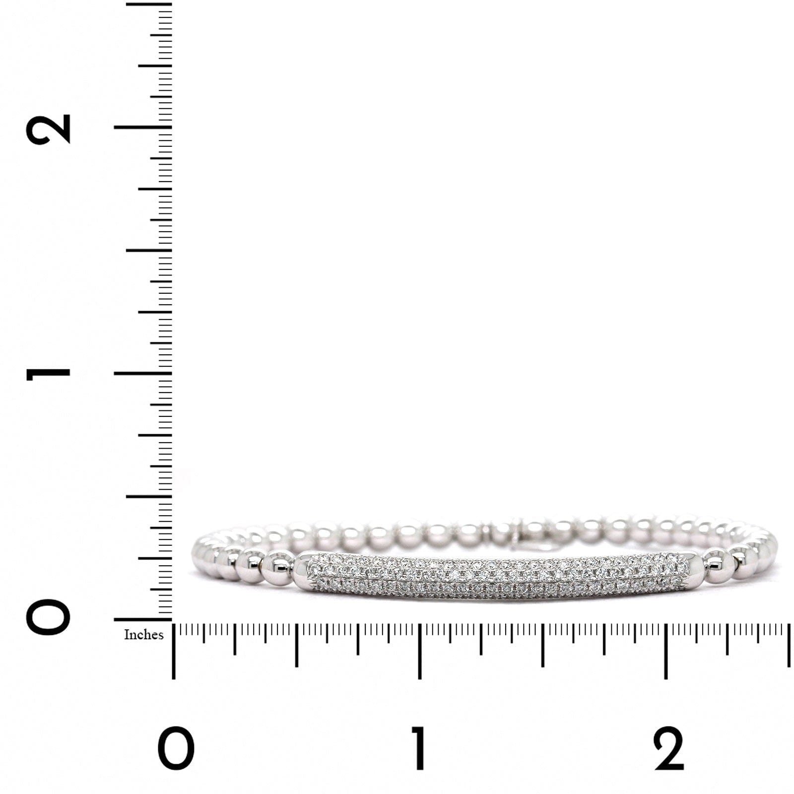 18K White Gold Diamond Bar Stretch Bracelet, 18k white gold, Long's Jewelers