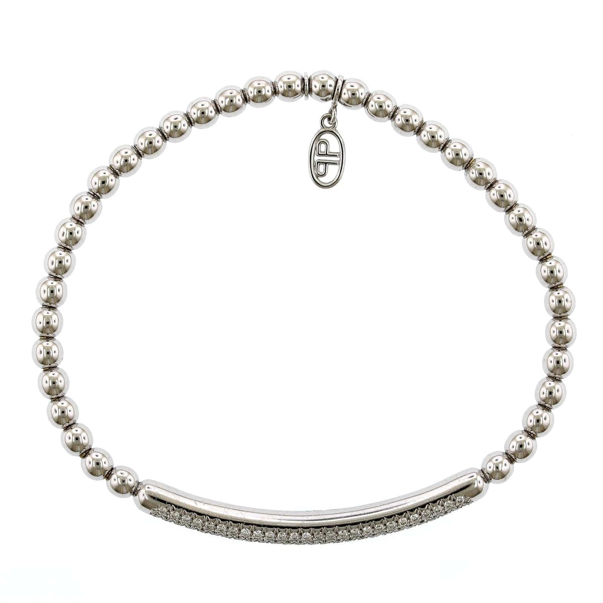 18K White Gold Diamond Bar Stretch Bracelet, 18k white gold, Long's Jewelers