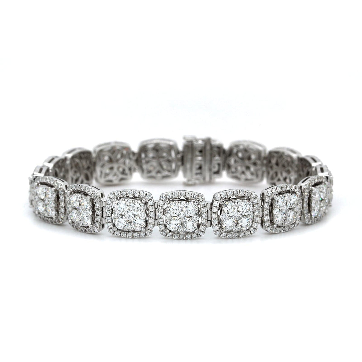 18K White Gold Diamond Cluster Bracelet, Gold, Long's Jewelers