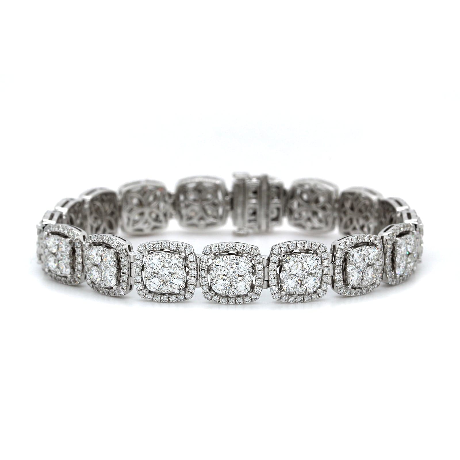 18K White Gold Diamond Cluster Bracelet, Gold, Long's Jewelers
