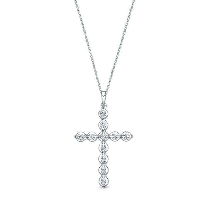 18K White Gold Diamond Cross Necklace, 18k white gold, Long's Jewelers