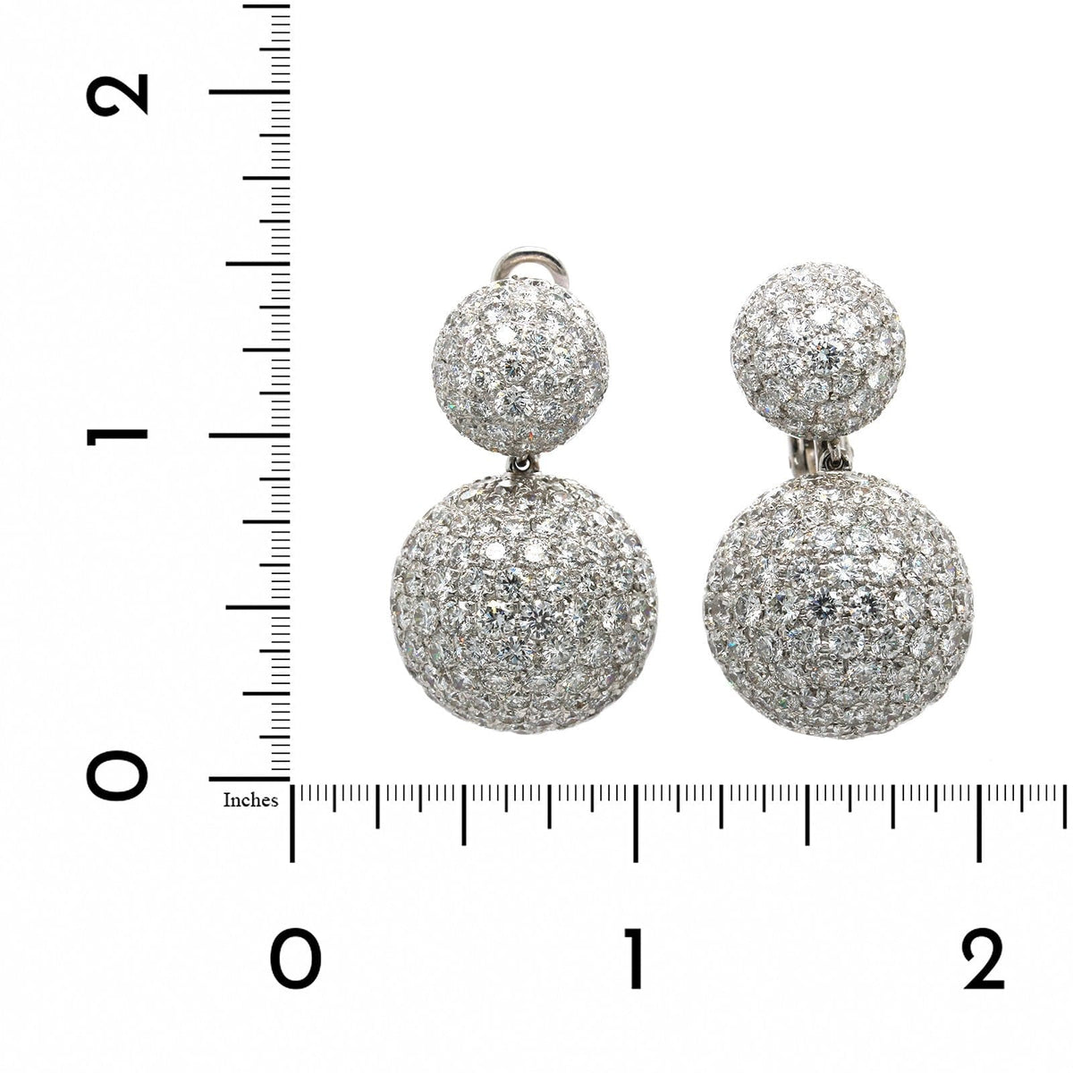 18K White Gold Diamond Drop Ball Earrings